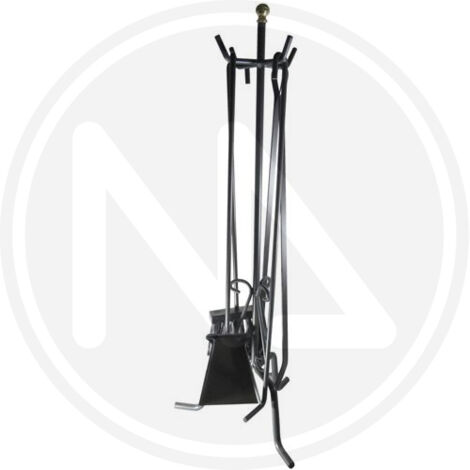 SET CAMINO IN FERRO BATTUTO VETRALLA ATTREZZI CAMINETTO H. 70 CM