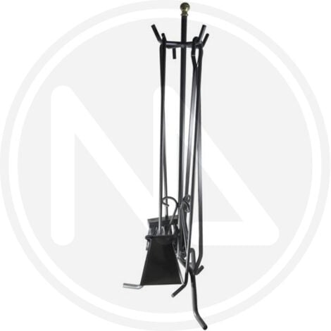 SET CAMINO IN FERRO BATTUTO VETRALLA ATTREZZI CAMINETTO H. 70 CM