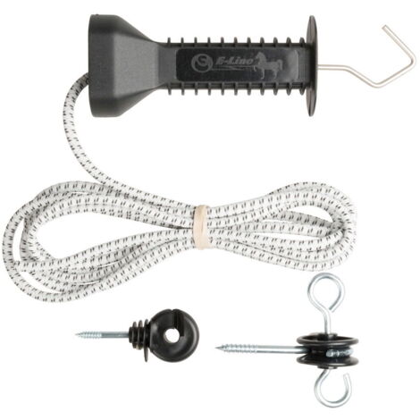 Set cancello con maniglia nera, corda elastica e ancora da 6m