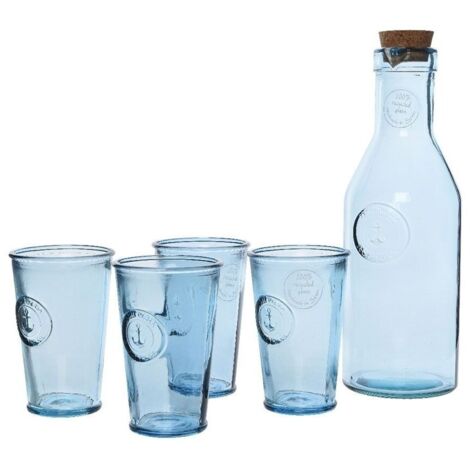 Set caraffa e 4 bicchieri in vetro decoro ancora Kaemingk