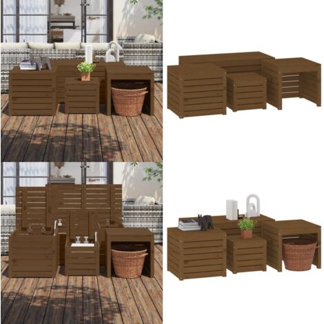 Set Cassette da Giardino 4 pz ambra in Legno Massello di Pino - Cassette in legno - Arredamento da giardino