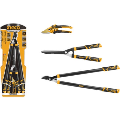 Set cesoie 3 pz Troncarami Tagliasiepi Forbice potatura Ingco HLT76033
