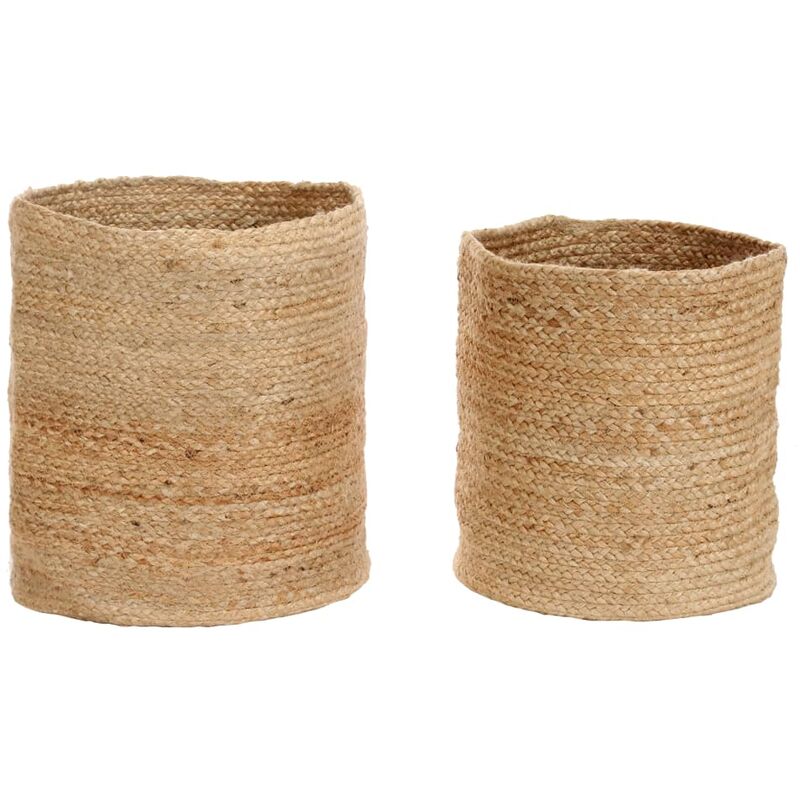 

Set cestas almacenamiento 2 piezas hechas a mano yute natural - Marrón