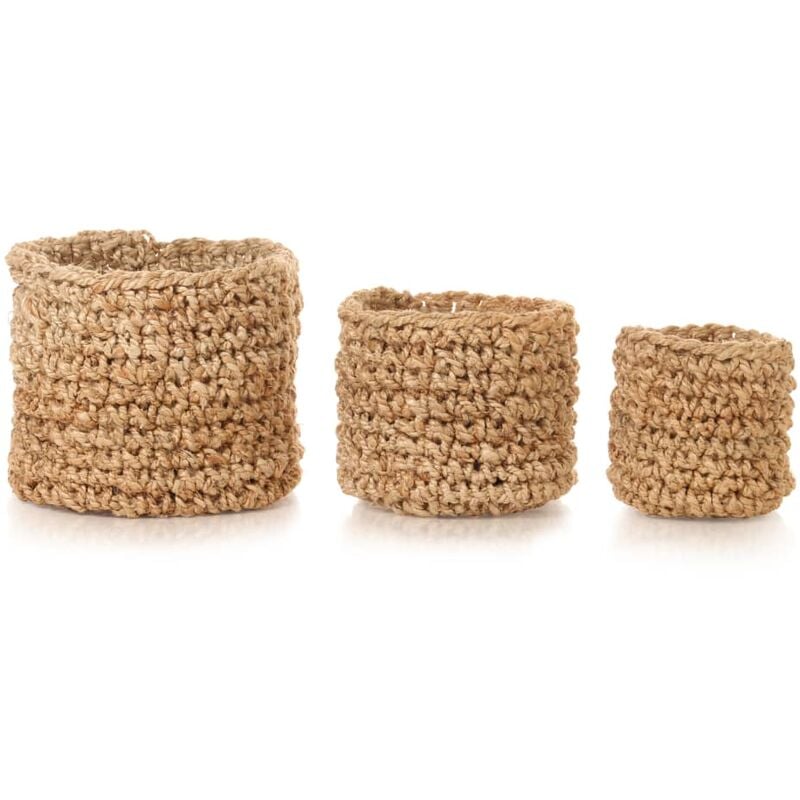 

Set cestas almacenamiento 3 piezas hechas a mano yute natural - Marrón