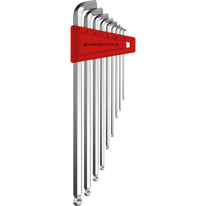 Image of Pb Swiss Tools - Set chiave a brugola in supporto di plastica 9 unità 15-10 mm Testa a sfera da 100 gradi
