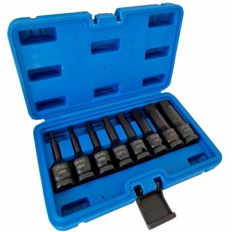 Set chiavi 8pz bussola a impatto esagonali 1/2" 5-19 a lunghe 78mm 07050