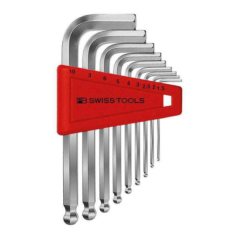 Image of Set chiave a brugola in supporto di plastica 9 unità 15-10 mm Testa a sfera Pb Swiss Tools
