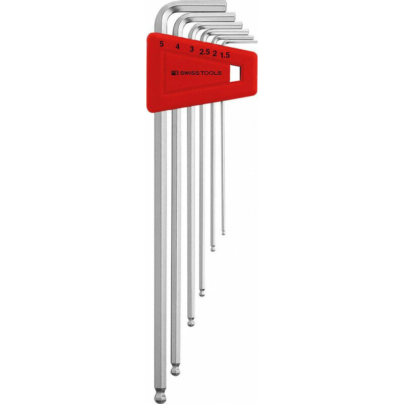 Image of Pb Swiss Tools - Set chiavi a brugola in supporto di plastica 6 unità lunghe 1,5-5 mm Testa a sfera