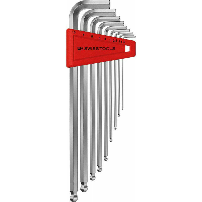 Image of Set chiave a brugola in supporto di plastica 9 unità 15-10 mm di lunghezza Testa a sfera Pb Swiss Tools
