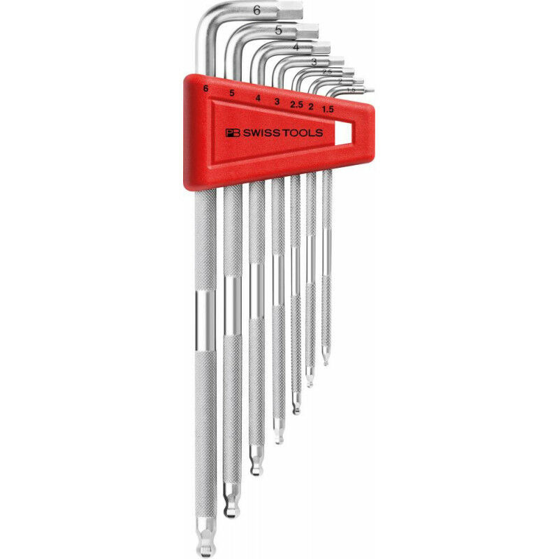 Image of Set chiavi a brugola in supporto di plastica 7 unità 15-6 mm SICUREZZA Testa a sfera PB Swiss Tools
