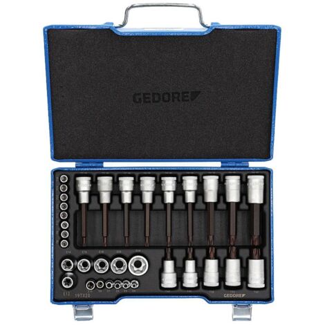 Set chiavi a bussola 19 TX 20 34 pezzi 1/4 + 1/2 pollici T8-T60 / E4-E24 GEDORE