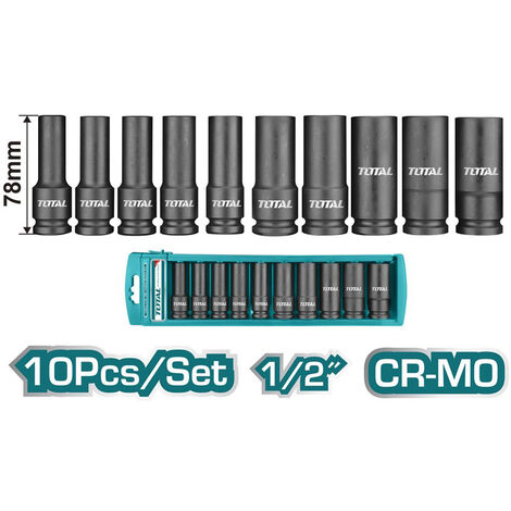 SET CHIAVI A BUSSOLA IMPATTO 1/2″ 78mm 10-24mm ESAGONALI LUNGHE TOTAL