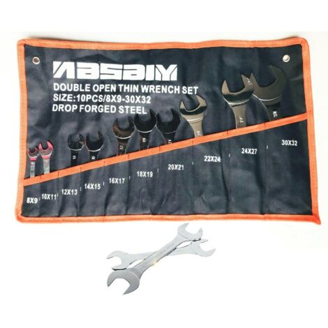 SET CHIAVI A FORCHETTA FISSE SOTTILI 8 32 MM PIATTE 10 PZ MECCANICO FODERO 468