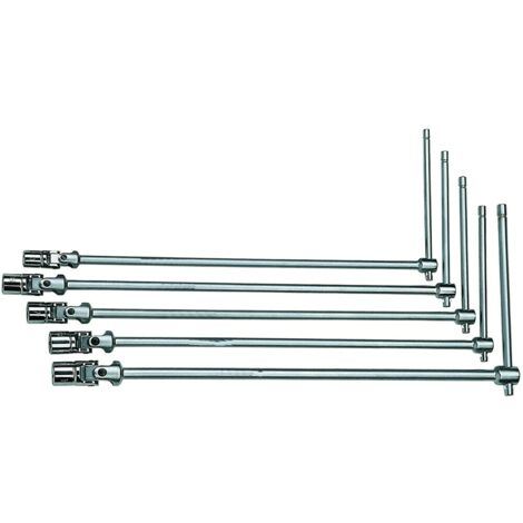 SET CHIAVI A T DOPPIO SNODO 5 PZ PEZZI LUNGHE 9 10 13 17 19 MM SNODATE