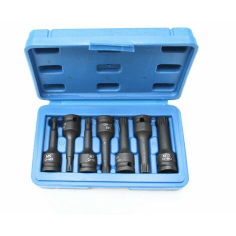 SET CHIAVI BUSSOLA IMPATTO 3/8 XZN 80MM M5 - M12 AVVITATORE CASSETTA 7 PZ