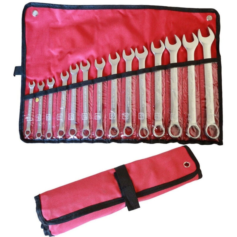 Trade Shop - Set Chiavi Combinate 14 Pz. 8-24 Mm Fissa E Stella Acciaio Cr-v Con Astuccio -
