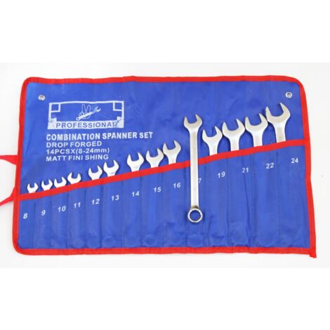 SET CHIAVI COMBINATE 14 PZ FISSE STELLA CHIAVE COMBINATA 8 24 MM FODERO BLU