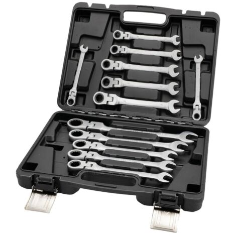 Set Chiavi Combinate a Cricchetto Con Snodo Snodabili Set da 12pz