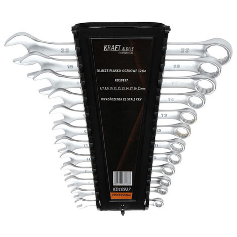 SET CHIAVI COMBINATE STELLA E FISSA 12pz 6-14, 17, 19, 22mm ACCIAIO CrV KRAFT