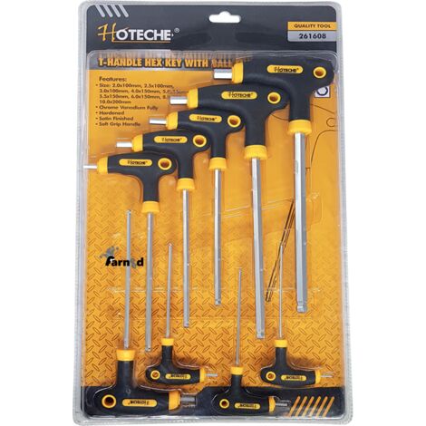 SET CHIAVI ESAGONALI A T MISURE DA 2 A 10mm 9 PEZZI PZ ESAGONALE KIT BLISTER 146