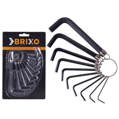 Set chiavi esagonali Brixo – Serie da 10 pezzi – Con anello portachiavi