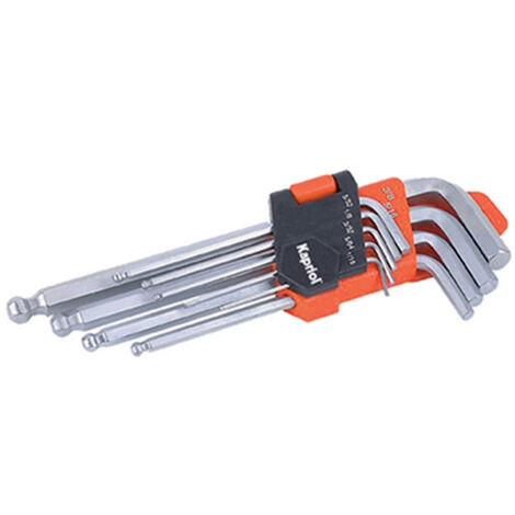 SET CHIAVI ESAGONALI SFERICHE 9 PZ METRICHE 1,5-10mm Cr-V KAPRIOL
