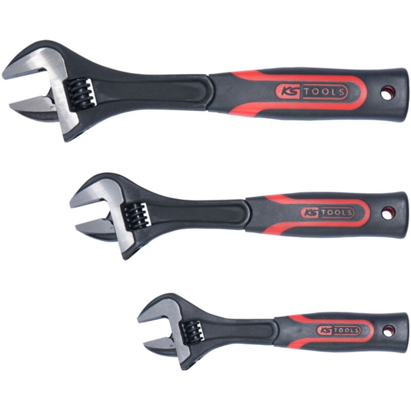 Set di 3 chiavi con manici in bi-materiale, 8'' - 10'' - 12''
