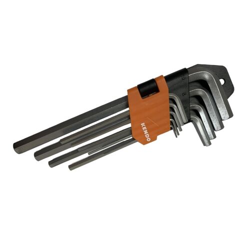 Set chiavi maschio esagonali lunghe kendo 9 pezzi 1,522,53456810 mm