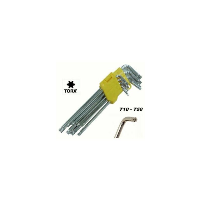 Image of FAR - set chiavi torx 9 pz francesi l metriche foro brugola lunghe T10 T50 sw 214