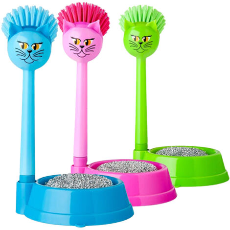Set Ciotola Con Spazzola E Spugna Gatto