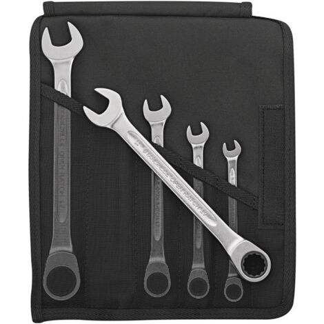 Set Clé à cliquet mixte 17F/5 5tlg. Z.72 Chrome-. sac à roulettes