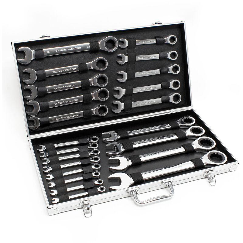 Xpotool - Set Cles à cliquet 22 pièces 6-32 mm Clé de serrage Clè à fourche Clé plate Outil Coffret pratique