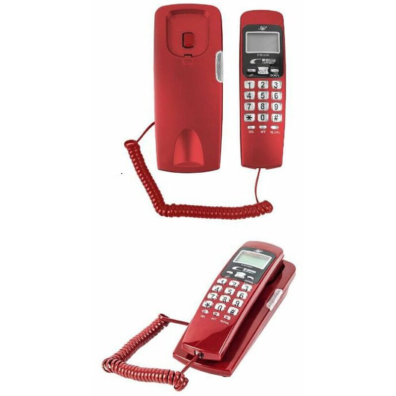 Image of Telefono fisso tasti grandi tavolo display da muro casa hotel per anziani rosso