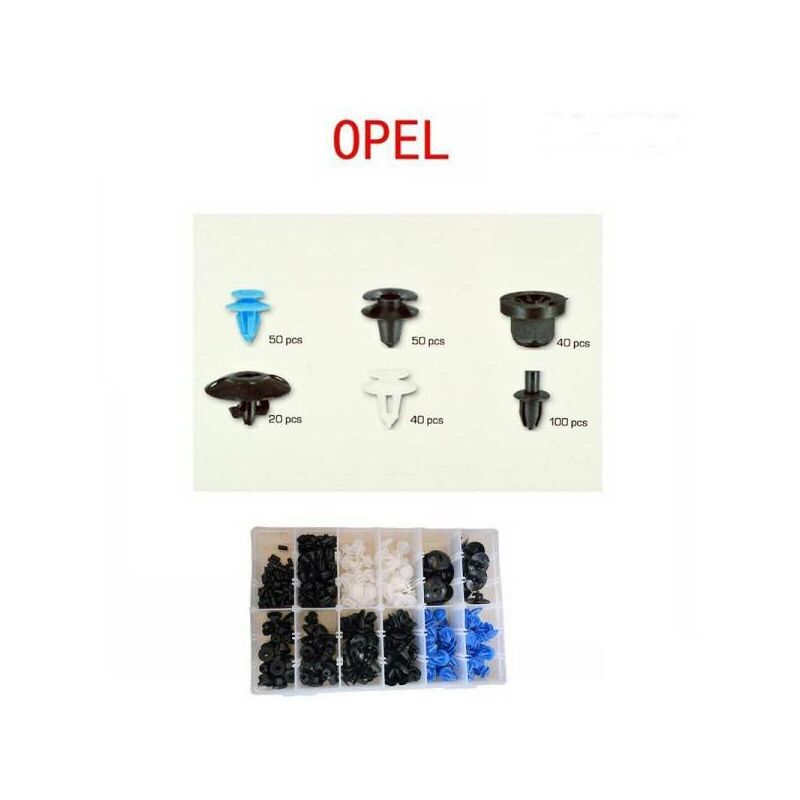 Image of Trade Shop - Set Clip Di Fissaggio Per Auto Opel Confezione 300 Pezzi Ricambi Plastica