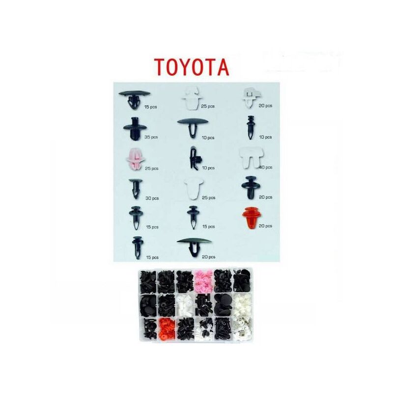 Image of Trade Shop Traesio - Trade Shop - Set Clip Di Fissaggio Per Auto Toyota Confezione 350 Pezzi Ricambi Plastica