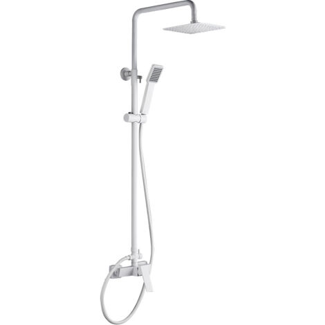 Set colonna doccia - Asta doccia monocomando allungabile in acciaio inox con doccetta e maniglia doccia in Bianco Opaco
