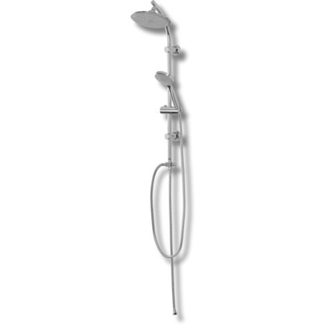 Set colonna doccia in acciaio cromato con soffione e doccetta monofunzione a risparmio idrico multifunzione con deviatore 1/2"