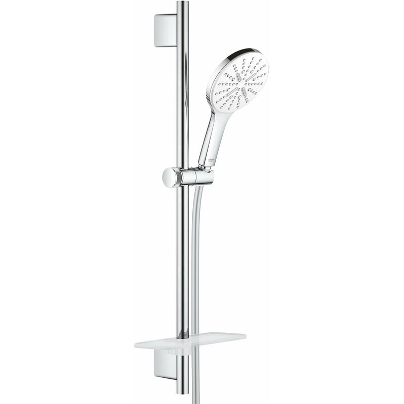 Grohe Rainshower SmartActive - Set de douche de tête 130 9,5 l/min, 3 jets, barre 60 cm et flexible, blanc lunaire 26577LS0