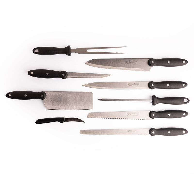 Image of Set coltelli da chef e cucina 9 pz acciaio inox monoblocco forma ergonomica