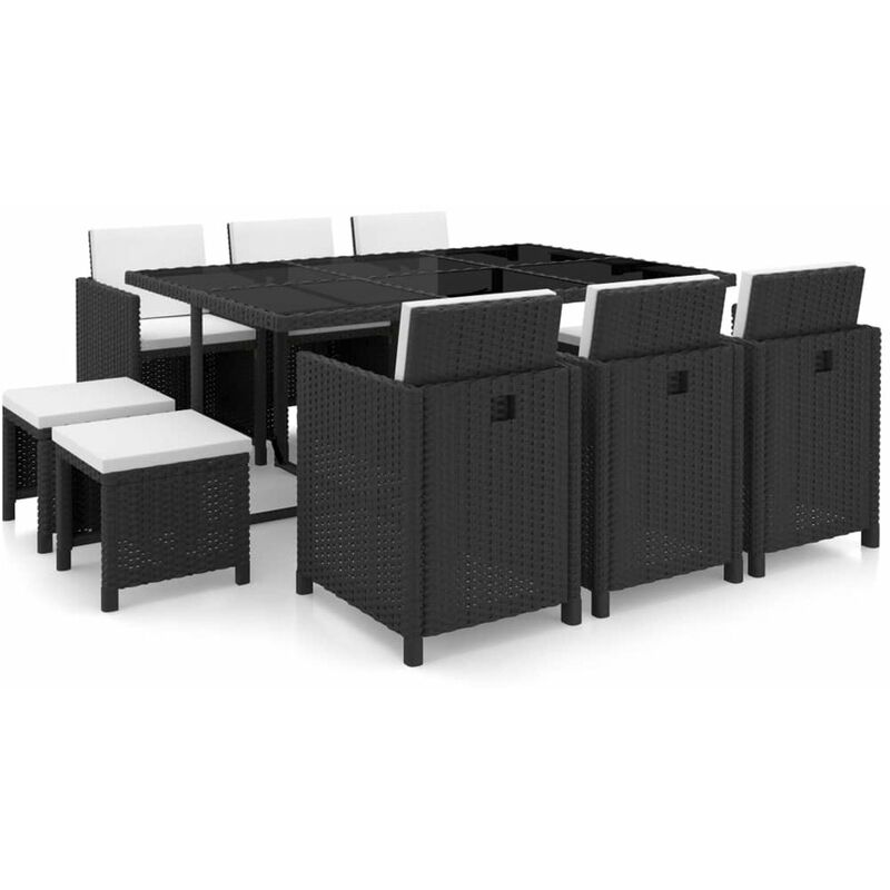 

Set comedor de jardin 11 piezas y cojines ratan sintetico negro