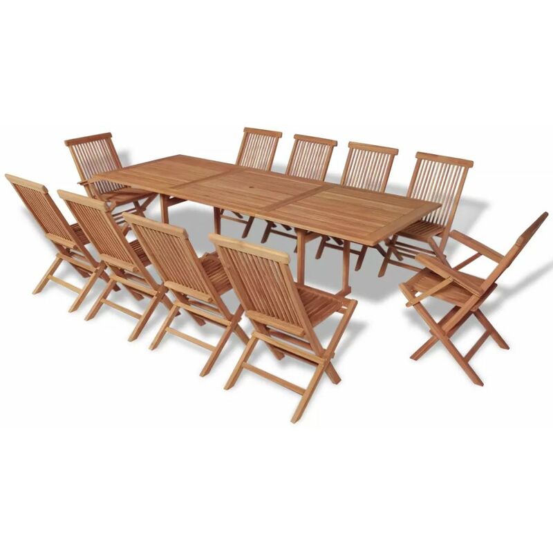 

Set comedor de jardín 11 pzas con sillas plegables teca maciza