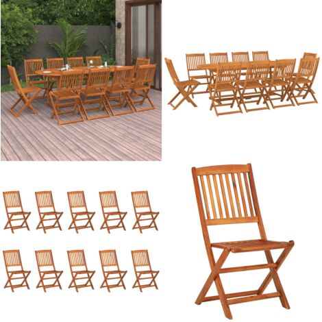 Set comedor de jardín 11piezas madera maciza acacia 220x90x75cm - Mesa de jardín - Sillas de jardín