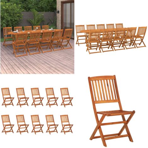 Set comedor de jardín 11piezas madera maciza acacia 280x90x75cm - Mesa de jardín - Sillas de jardín