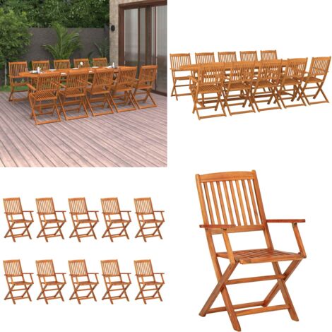 Set comedor de jardín 11piezas madera maciza acacia 280x90x75cm - Mesa de jardín - Sillas de jardín