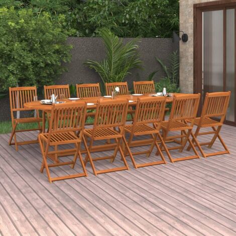 Set comedor de jardín 11piezas madera maciza acacia 280x90x75cm vidaXL