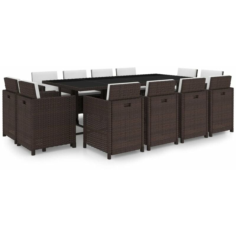 

Set comedor de jardin 13 pzas y cojines ratan sintetico marron