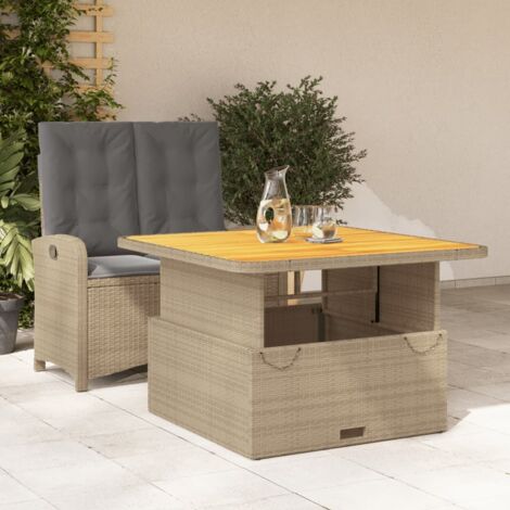 Set comedor de jardín 2 pzas con cojines ratán sintético beige