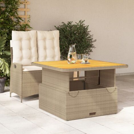 Set comedor de jardín 2 pzas con cojines ratán sintético beige vidaXL