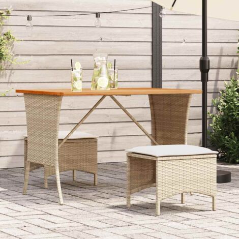 Set comedor de jardín 3 pzas con cojines ratán sintético beige vidaXL