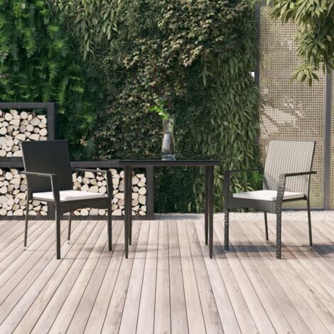 Set comedor de jardín 3 pzas con cojines ratán sintético negro vidaXL